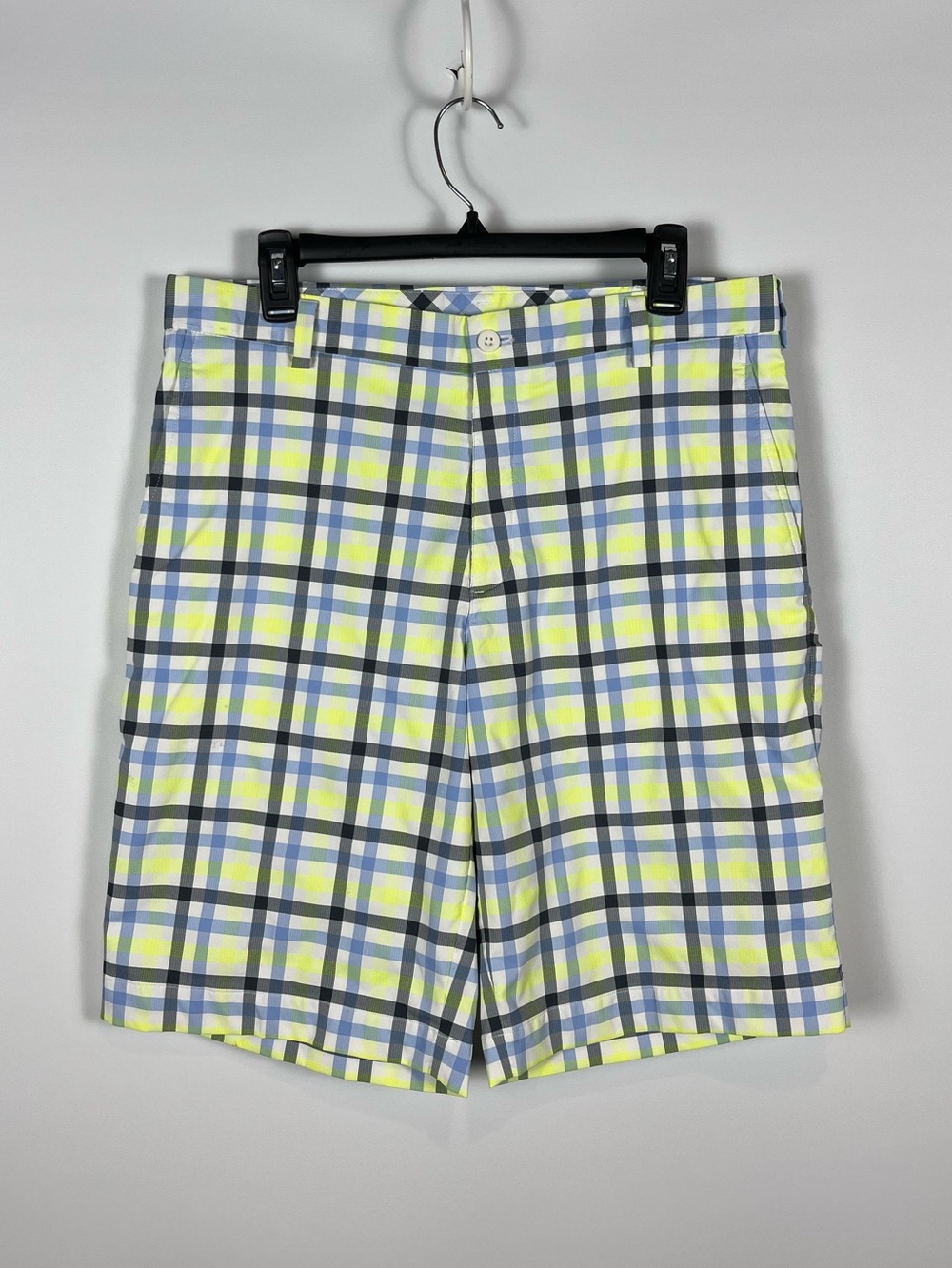 Nike Dri-Fit Plaid Golf Shorts in‎ Yellow, Blue & White Size 32